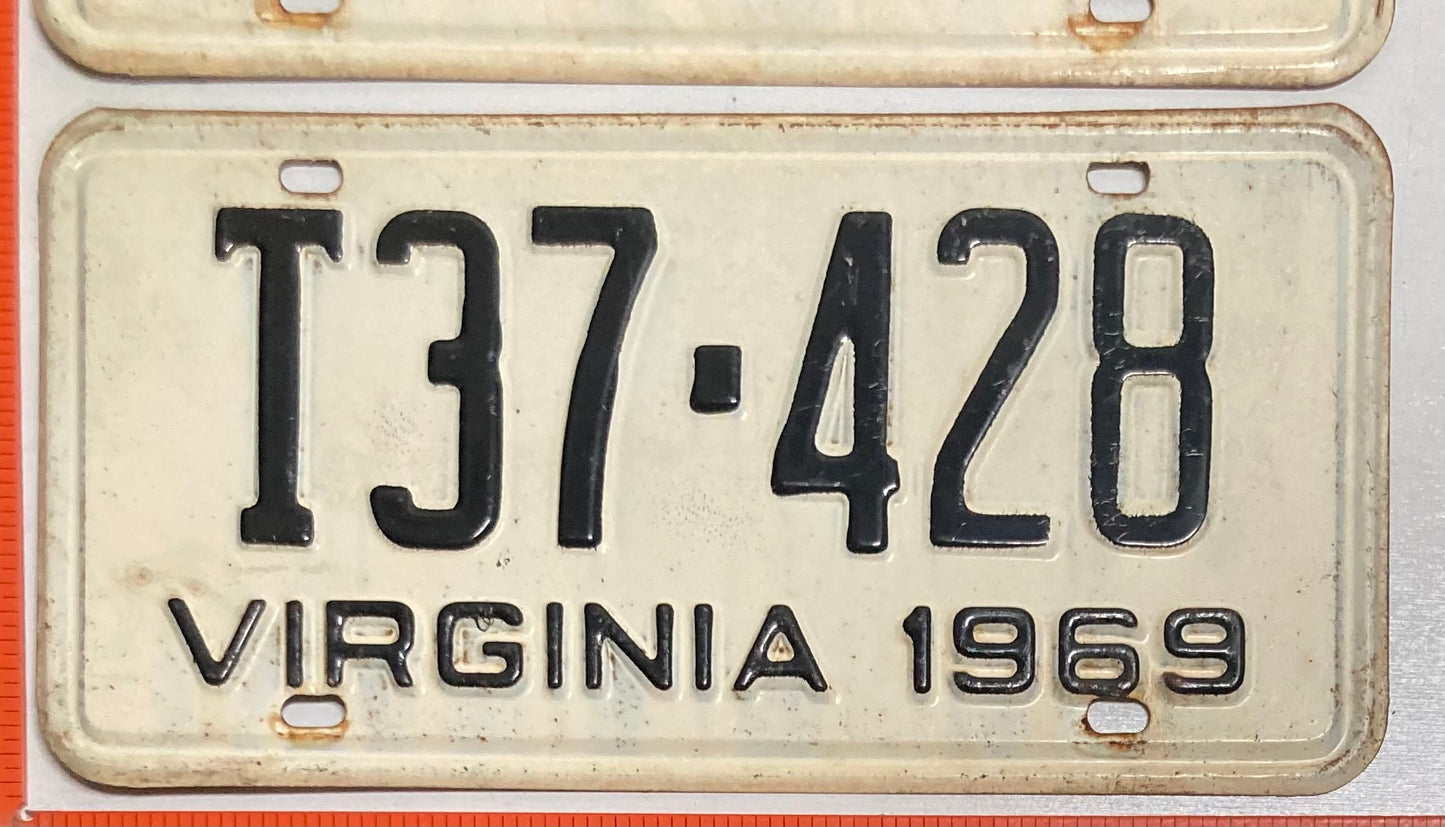 1969 Virginia #T37-428 Truck License Plate (Pair)