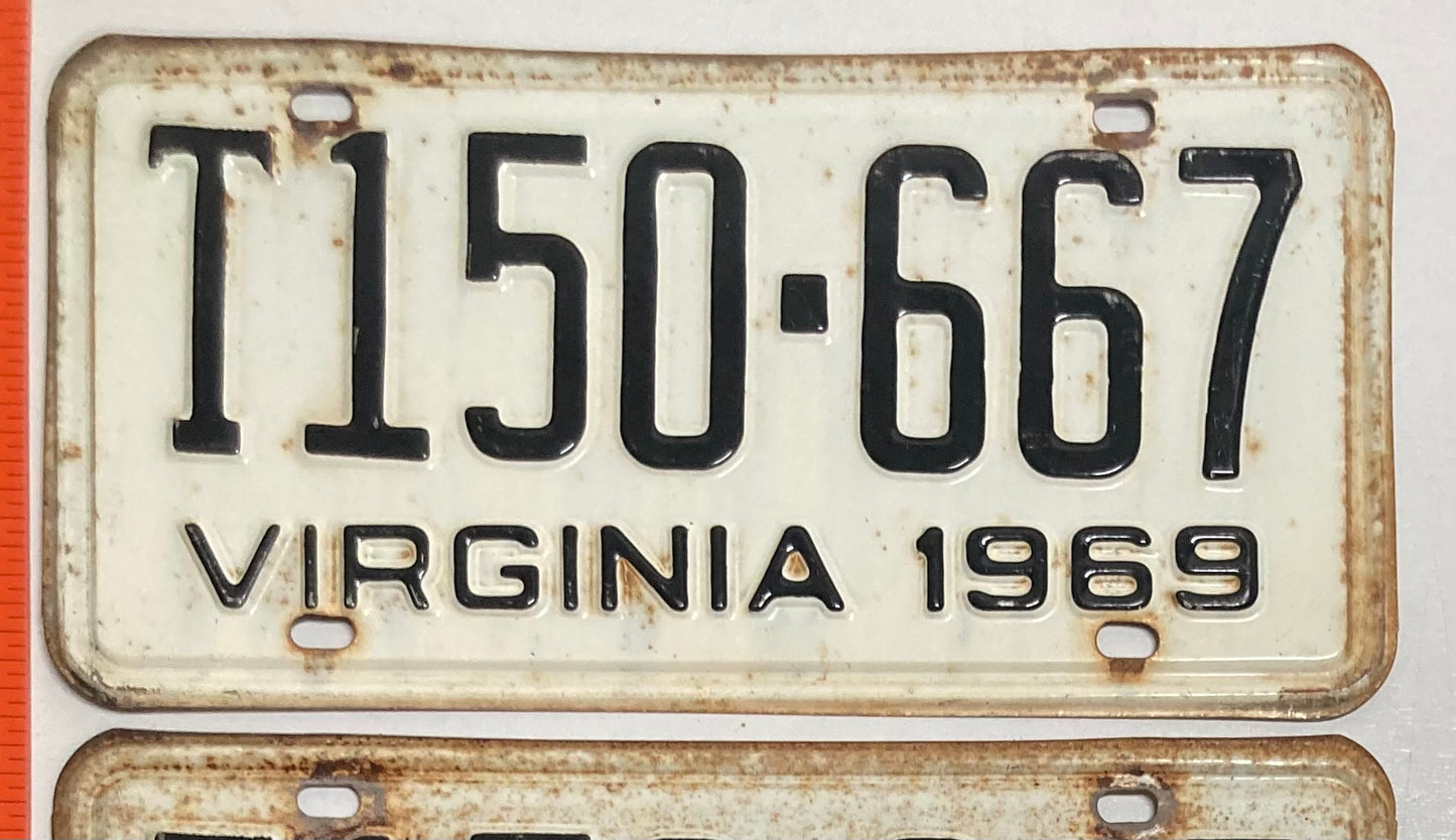 1969 Virginia #T150-667 Truck License Plate (Pair)