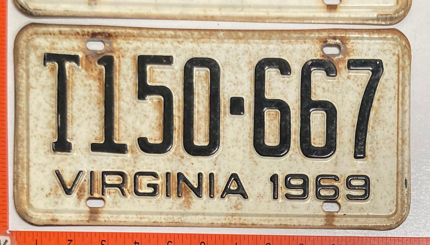 1969 Virginia #T150-667 Truck License Plate (Pair)