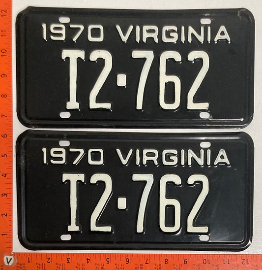 1970 Virginia #T2-762 Truck License Plate (Pair)