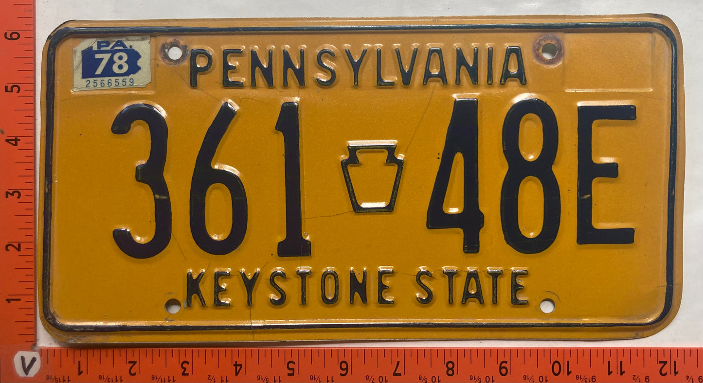 1978 Pennsylvania #361 48E Passenger License Plate