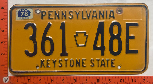 1978 Pennsylvania #361 48E Passenger License Plate