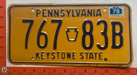 1978 Pennsylvania #767 83B Passenger License Plate