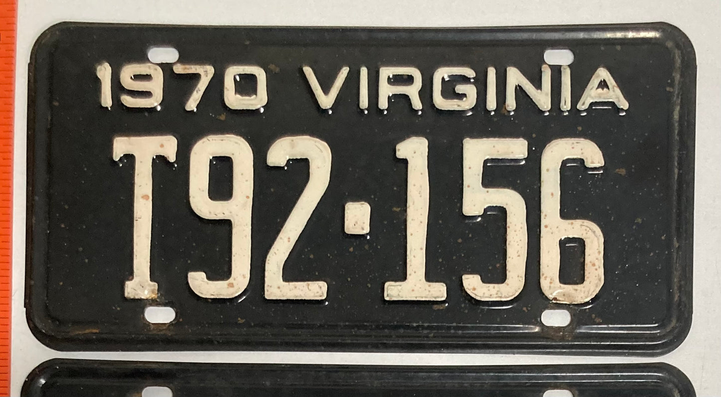 1970 Virginia #T92-156 Truck License Plate (Pair)