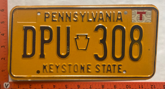 1978 Pennsylvania #DPU 308 Passenger License Plate