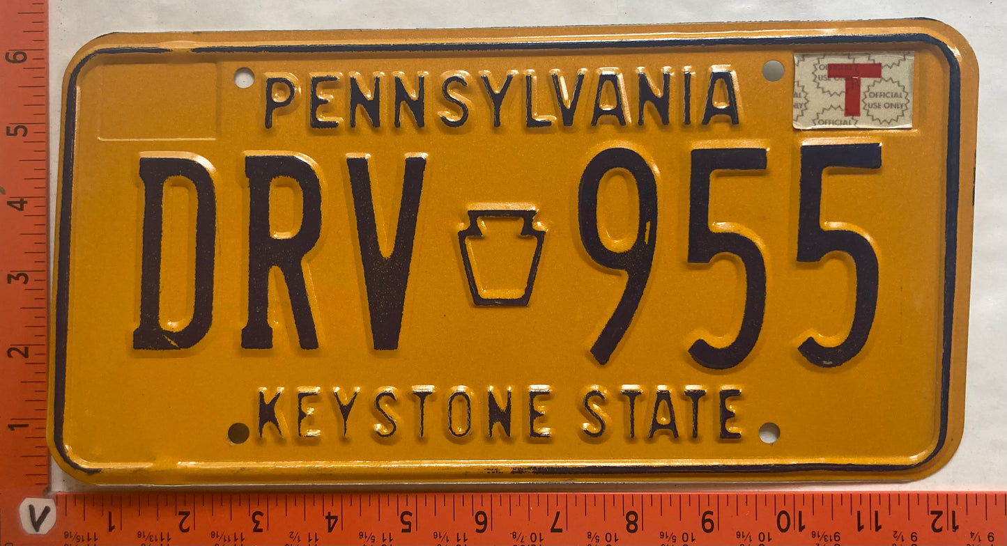 1978 Pennsylvania #DRV 955 Passenger License Plate