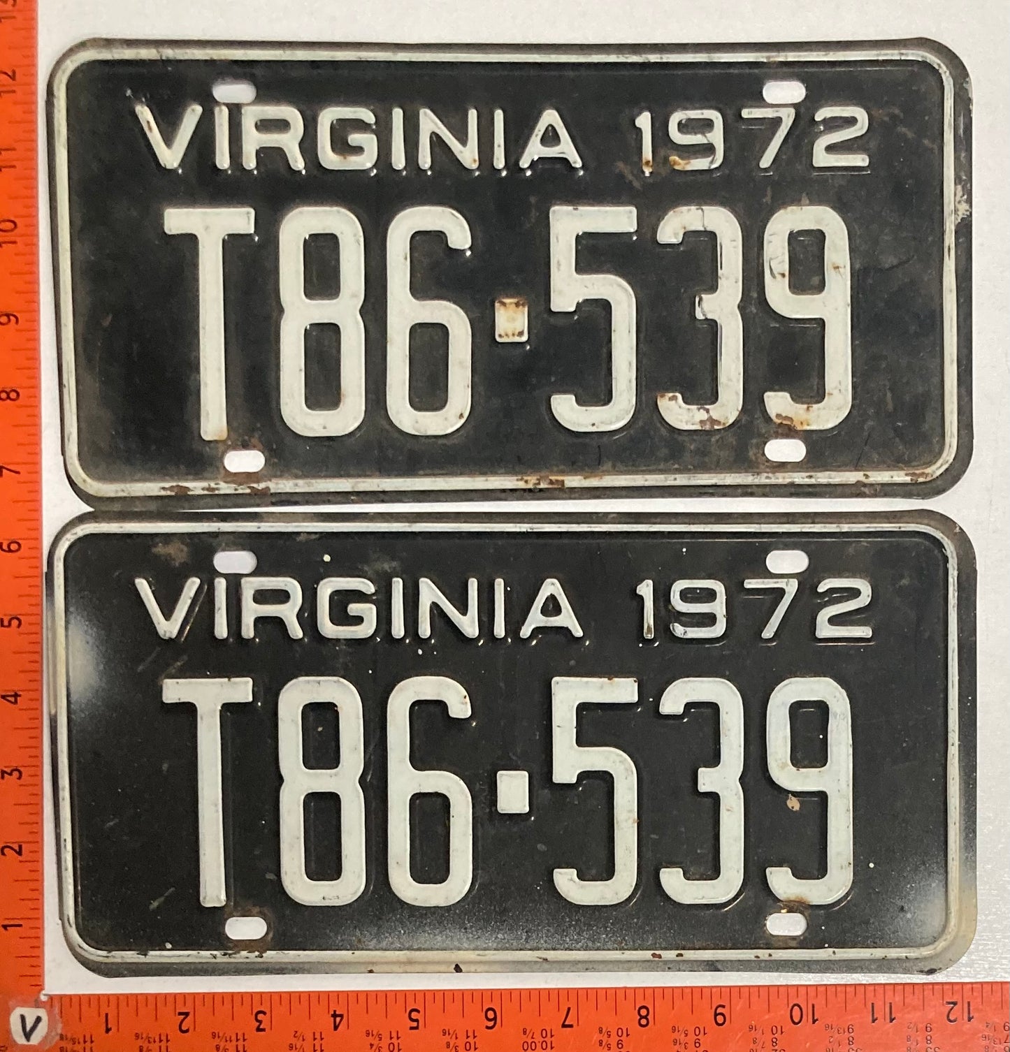 1972 Virginia #T86-539 Truck License Plate (Pair)
