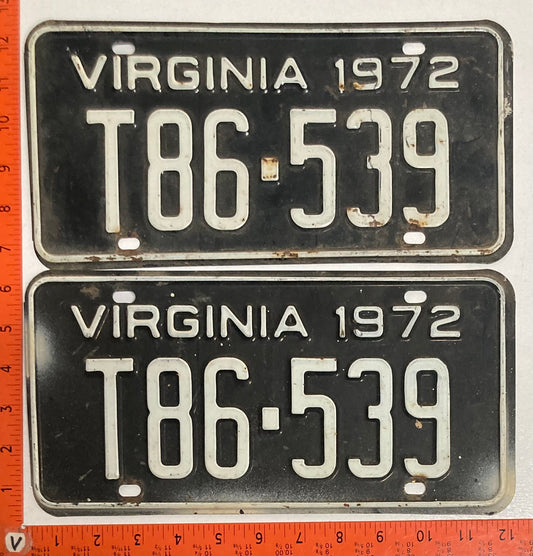 1972 Virginia #T86-539 Truck License Plate (Pair)