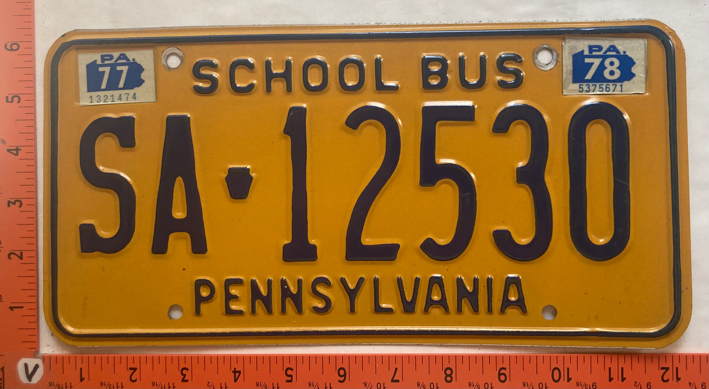 1978 Pennsylvania #SA 12530 School Bus License Plate