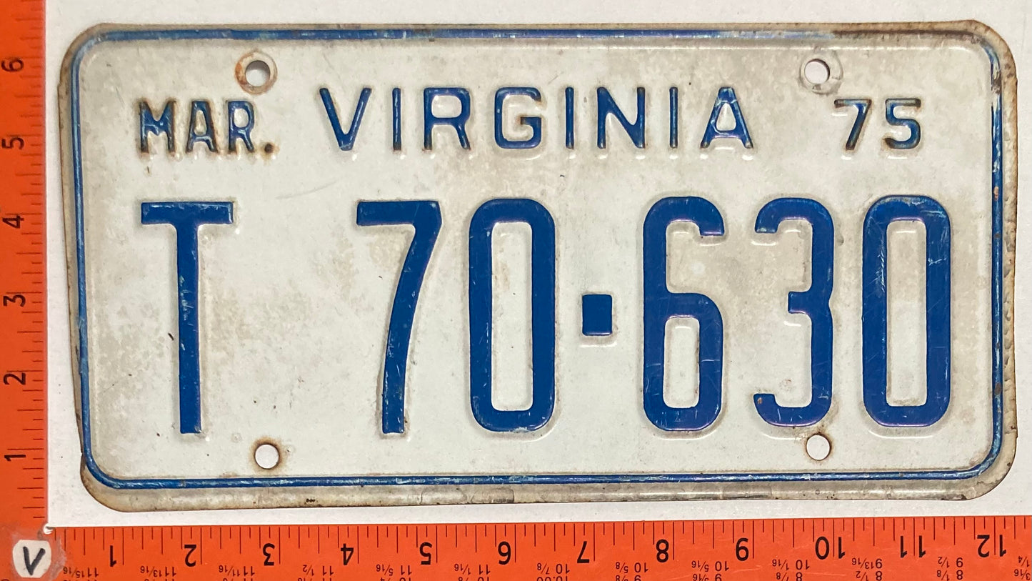 1975 Virginia #T 70-630 Truck License Plate