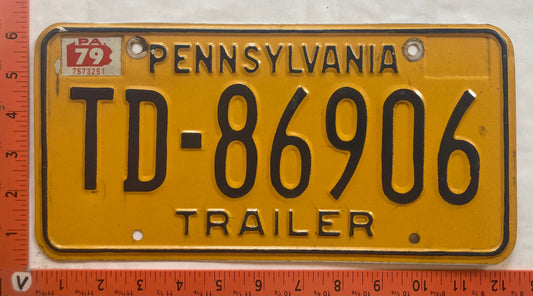 1979 Pennsylvania #TD-86906 Trailer License Plate