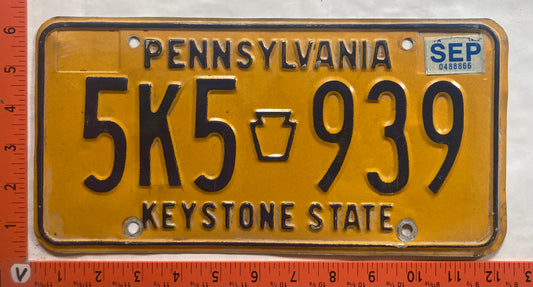 1980 Pennsylvania #5K5 939 Passenger License Plate