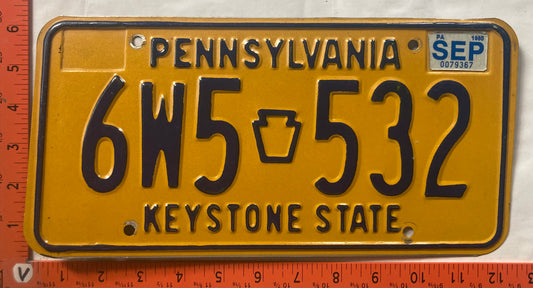 1980 Pennsylvania #6W5 532 Passenger License Plate
