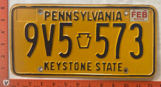1980 Pennsylvania #9V5 573 Passenger License Plate