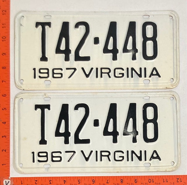 1967 Virginia #T42-448 Truck License Plate (Pair)