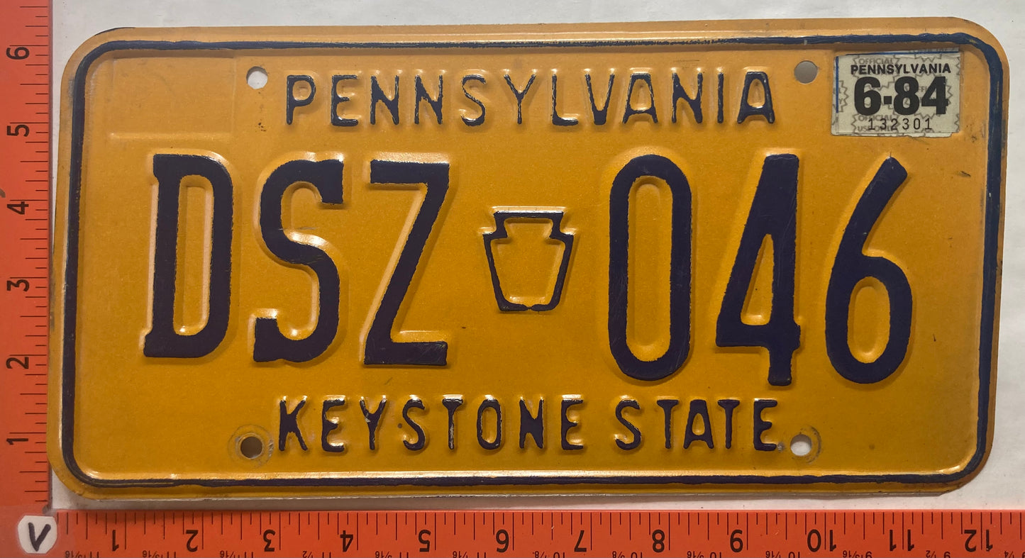 1984 Pennsylvania #DSZ 046 Passenger License Plate