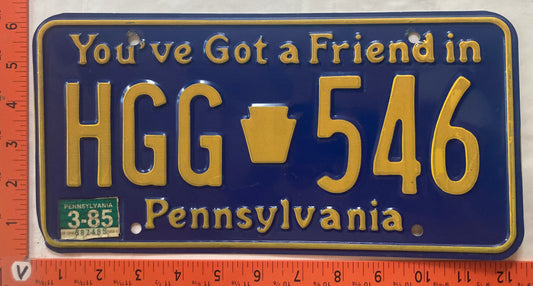 1985 Pennsylvania #HGG 546 Passenger License Plate