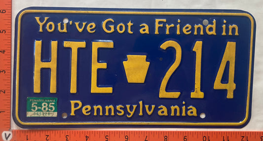 1985 Pennsylvania #HTE 214 Passenger License Plate