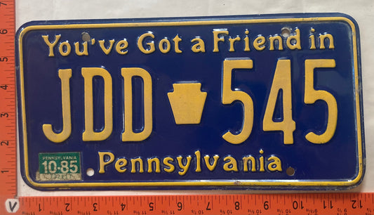 1985 Pennsylvania #JDD 545 Passenger License Plate