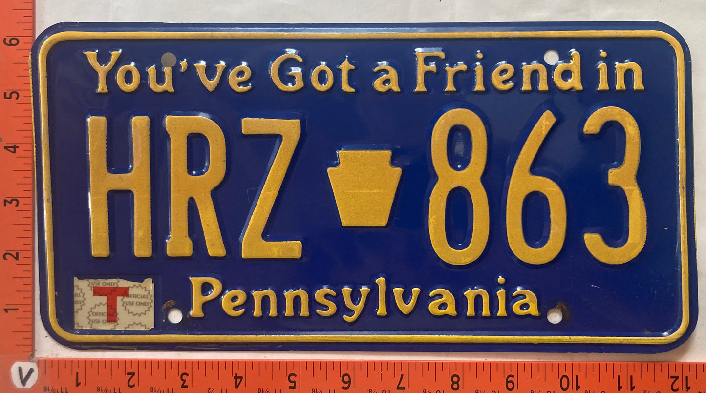 1985 Pennsylvania #HRZ 863 Passenger License Plate