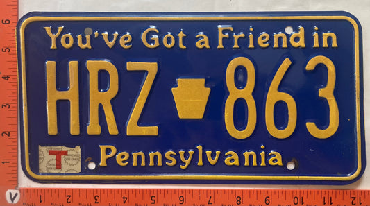 1985 Pennsylvania #HRZ 863 Passenger License Plate