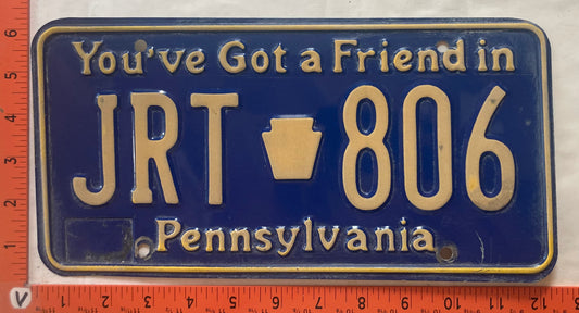1985 Pennsylvania #JRT 806 Passenger License Plate