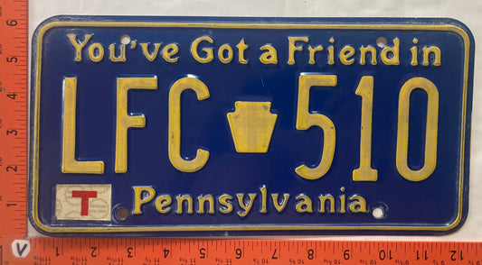 1985 Pennsylvania #LFC 510 Passenger License Plate
