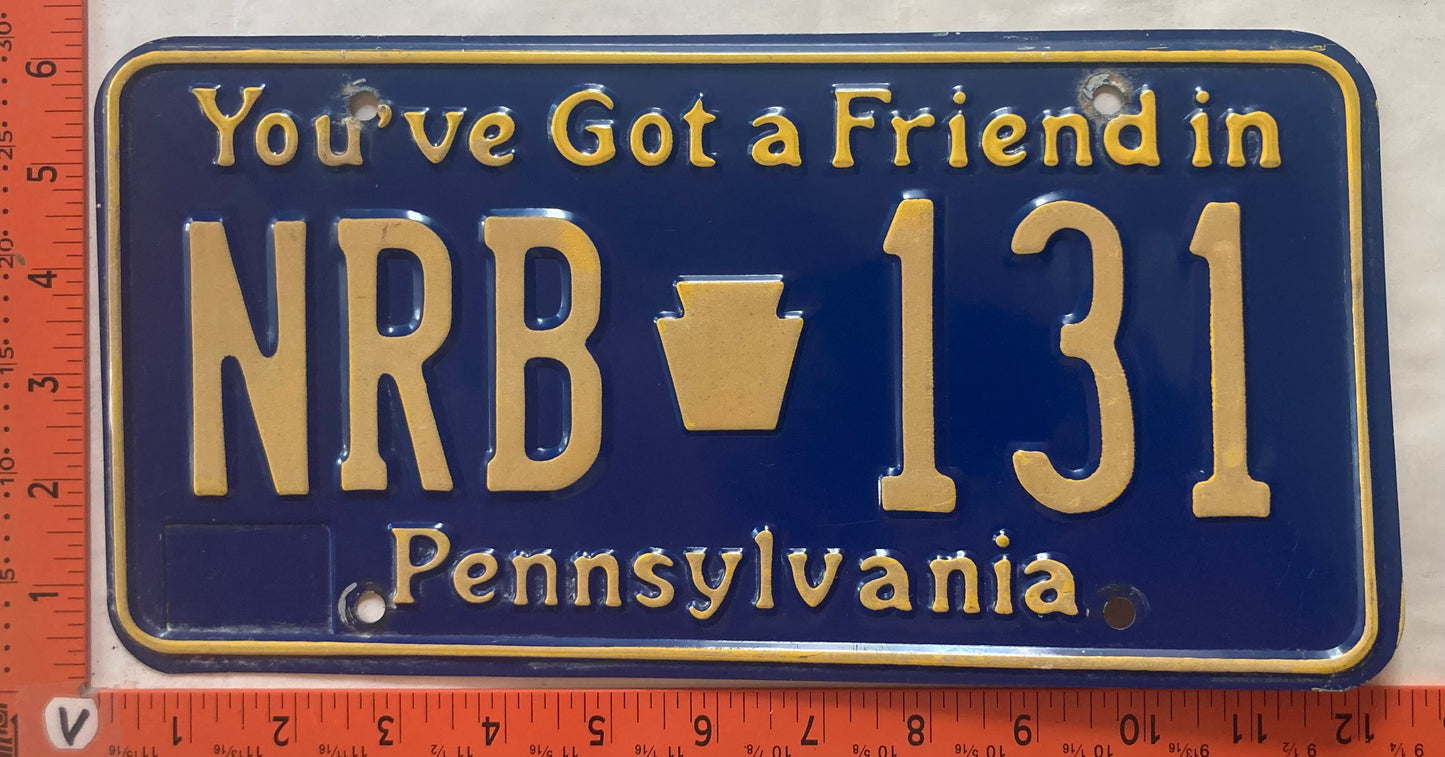 1985 Pennsylvania #NRB 131 Passenger License Plate