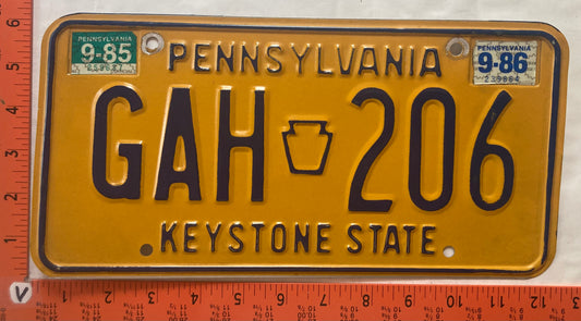 1986 Pennsylvania #GAH 206 Passenger License Plate