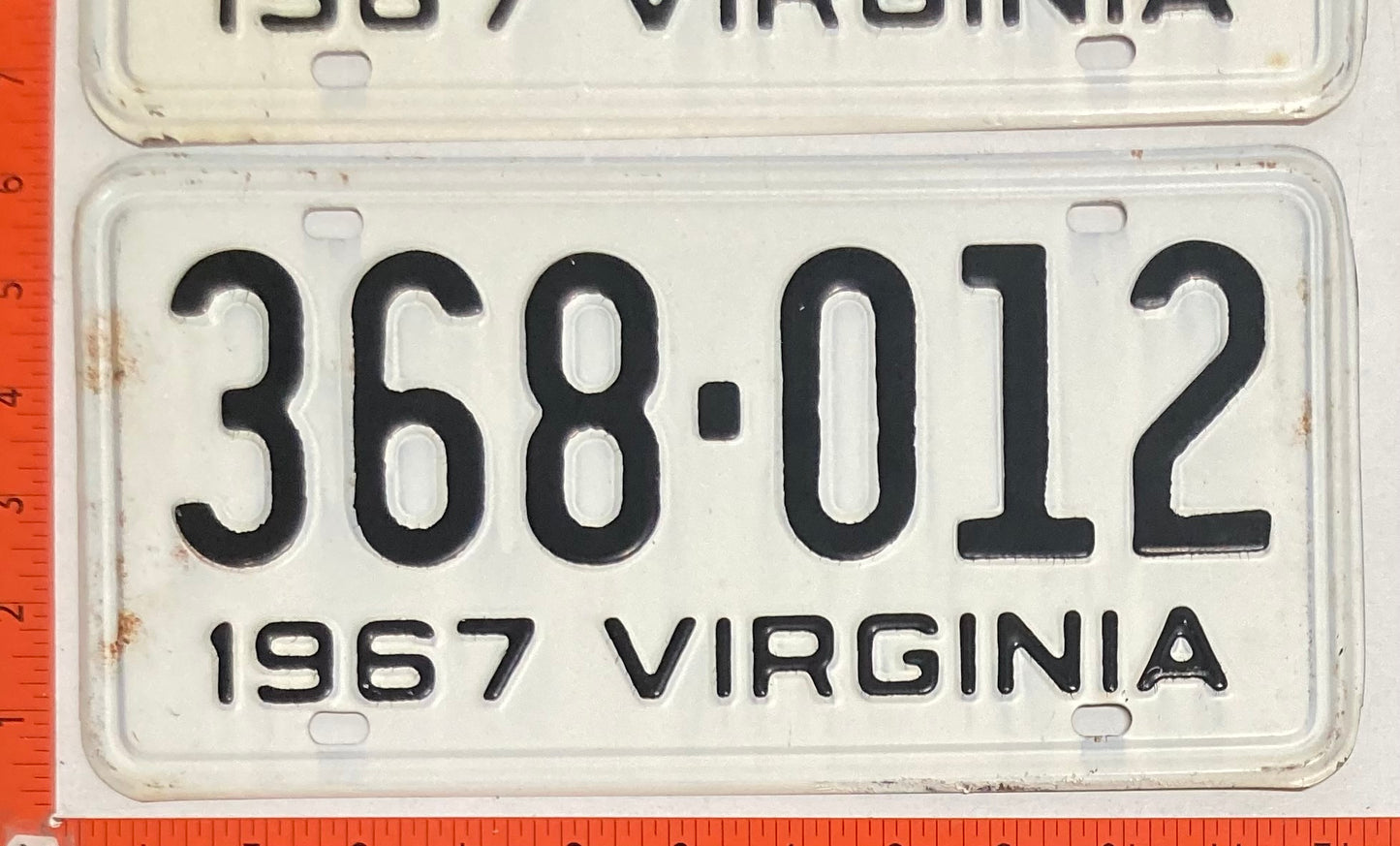 1967 Virginia #368-012 Passenger License Plate (Pair)