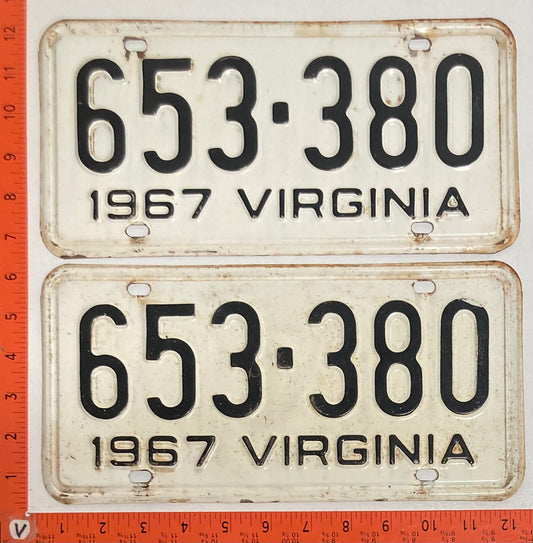 1967 Virginia #653-380 Passenger License Plate (Pair)