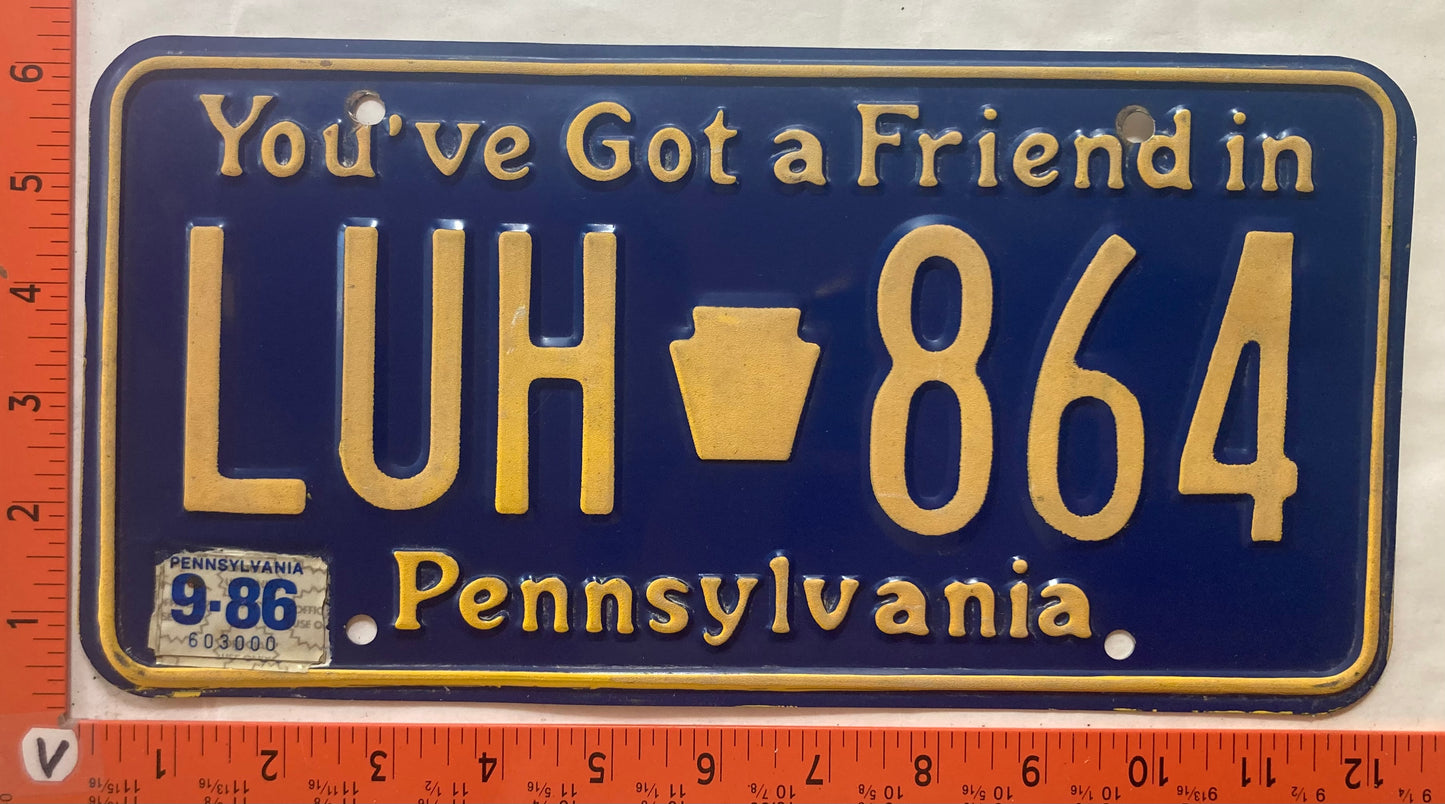 1986 Pennsylvania #LUH 864 Passenger License Plate