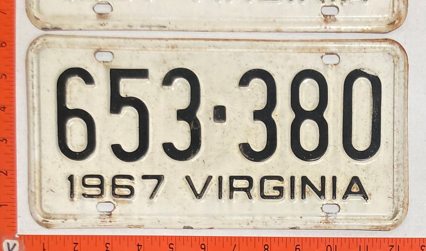 1967 Virginia #653-380 Passenger License Plate (Pair)