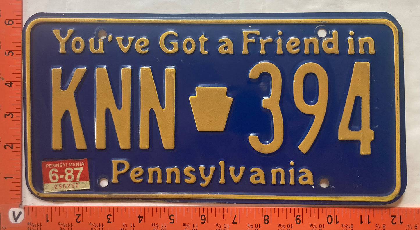 1987 Pennsylvania #KNN 394 Passenger License Plate