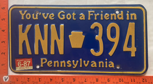 1987 Pennsylvania #KNN 394 Passenger License Plate