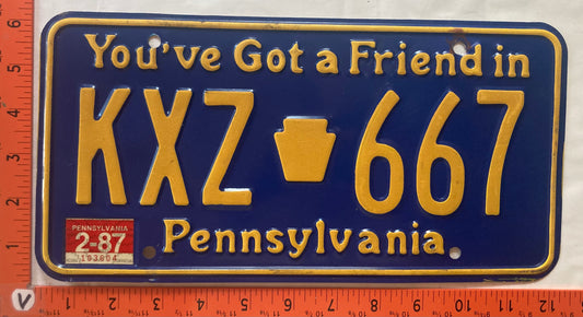 1987 Pennsylvania #KXZ 667 Passenger License Plate