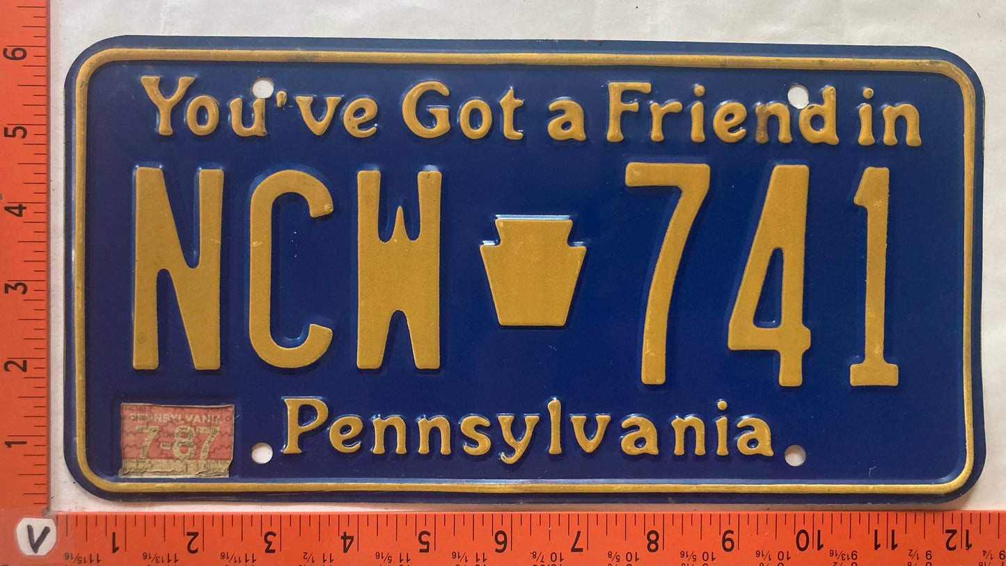 1987 Pennsylvania #NCW 741 Passenger License Plate