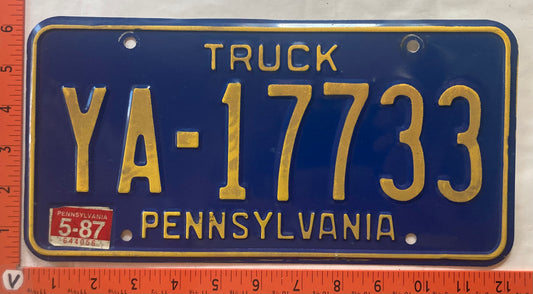 1987 Pennsylvania #YA-17733 Truck License Plate