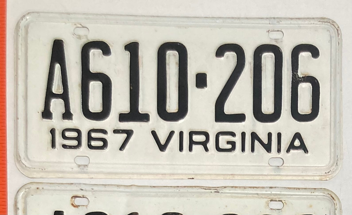1967 Virginia #A610-206 Passenger License Plate (Pair)