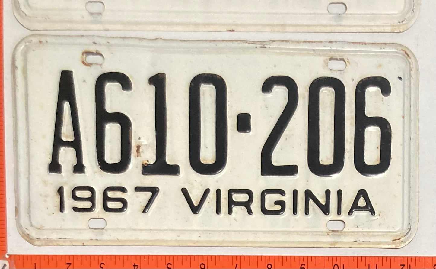 1967 Virginia #A610-206 Passenger License Plate (Pair)