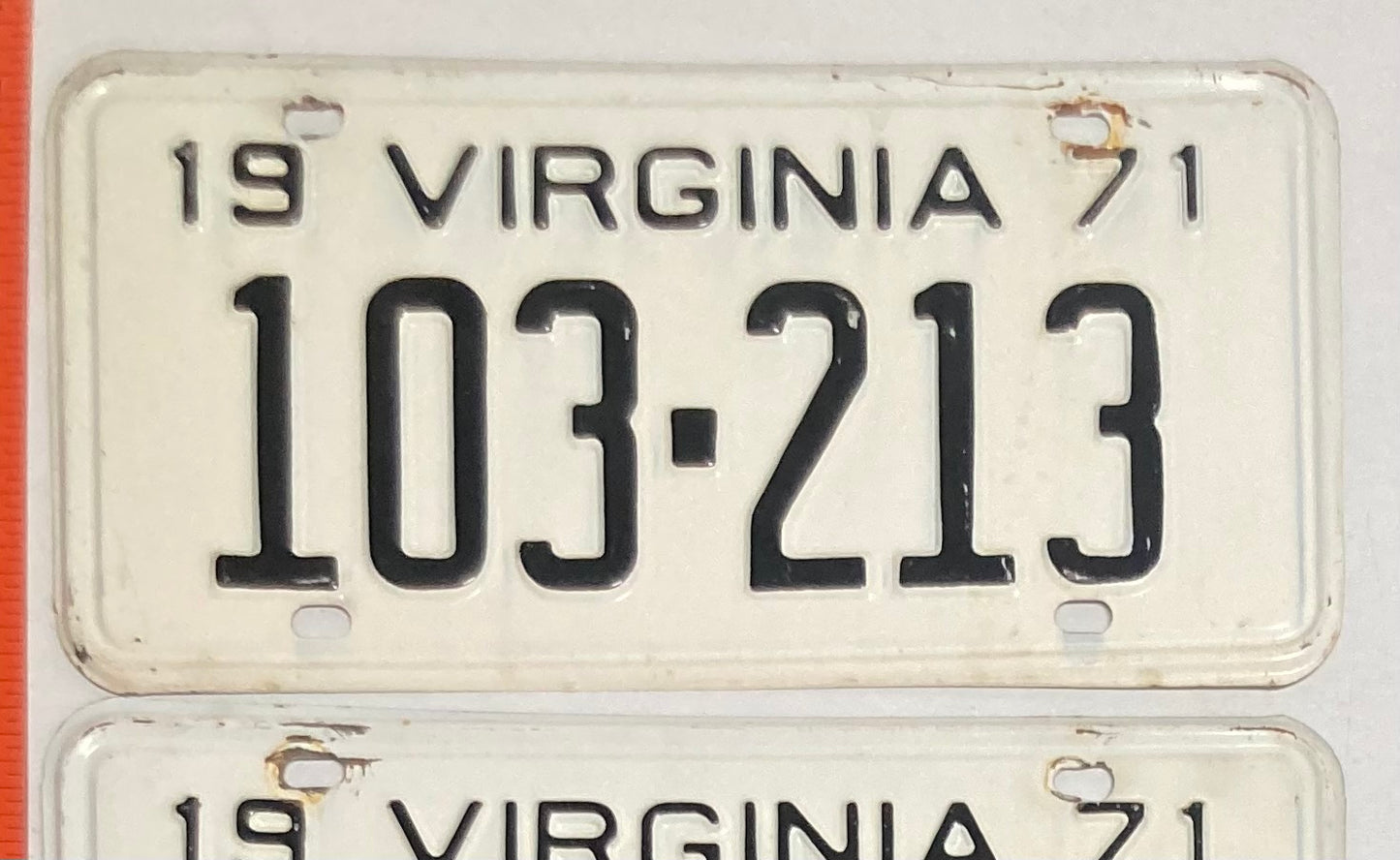 1971 Virginia #103-213 Passenger License Plate (Pair)
