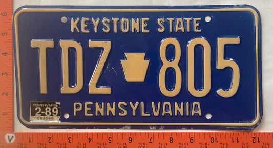 1989 Pennsylvania #TDZ 805 Passenger License Plate