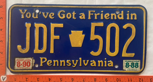 1990 Pennsylvania #JDF 502 Passenger License Plate