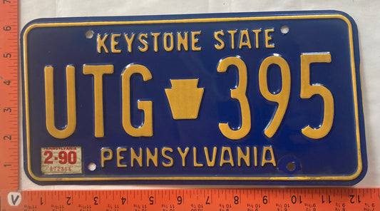 1990 Pennsylvania #UTG 395 Passenger License Plate