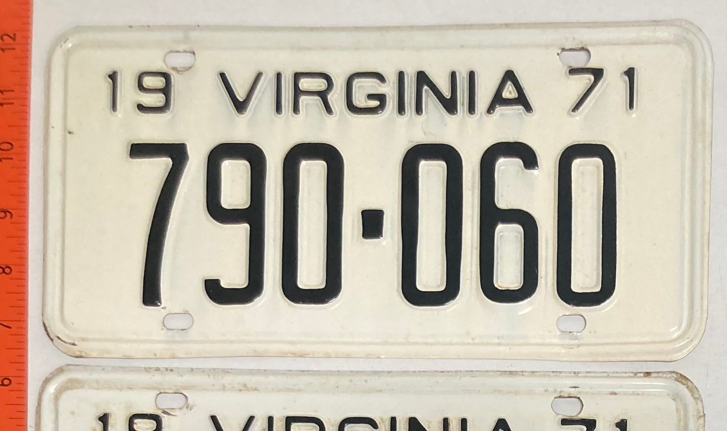 1971 Virginia #790-060 Passenger License Plate (Pair)