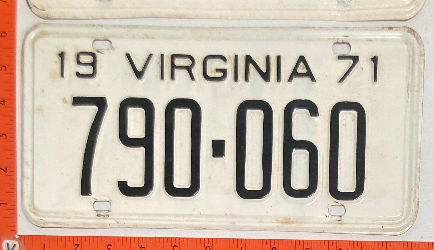 1971 Virginia #790-060 Passenger License Plate (Pair)