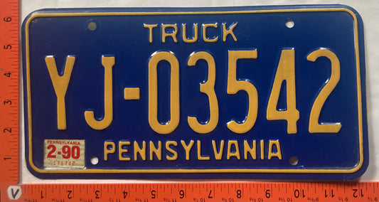 1990 Pennsylvania #YJ-03542 Truck License Plate