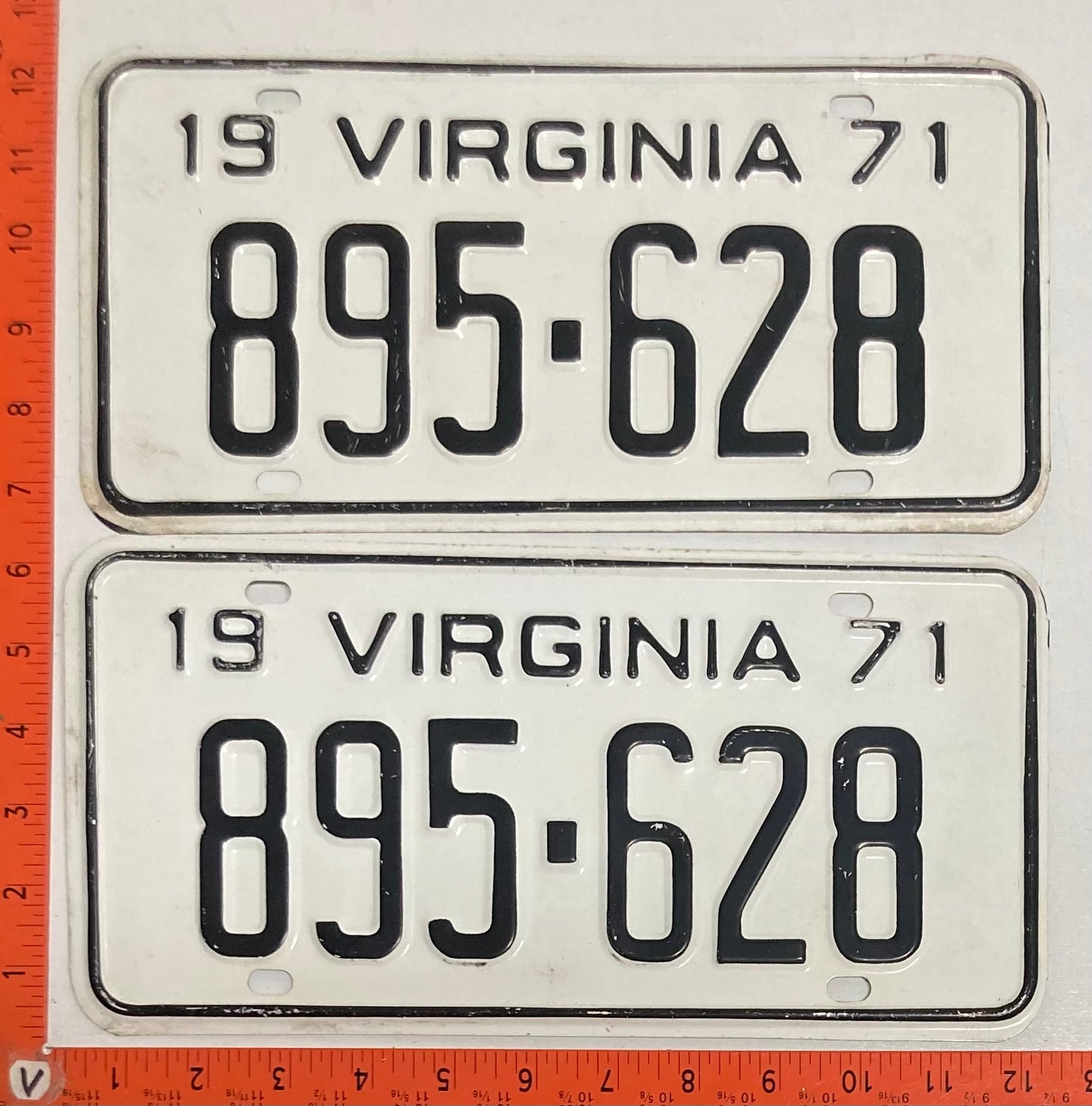 1971 Virginia #895-628 Passenger License Plate (Pair)