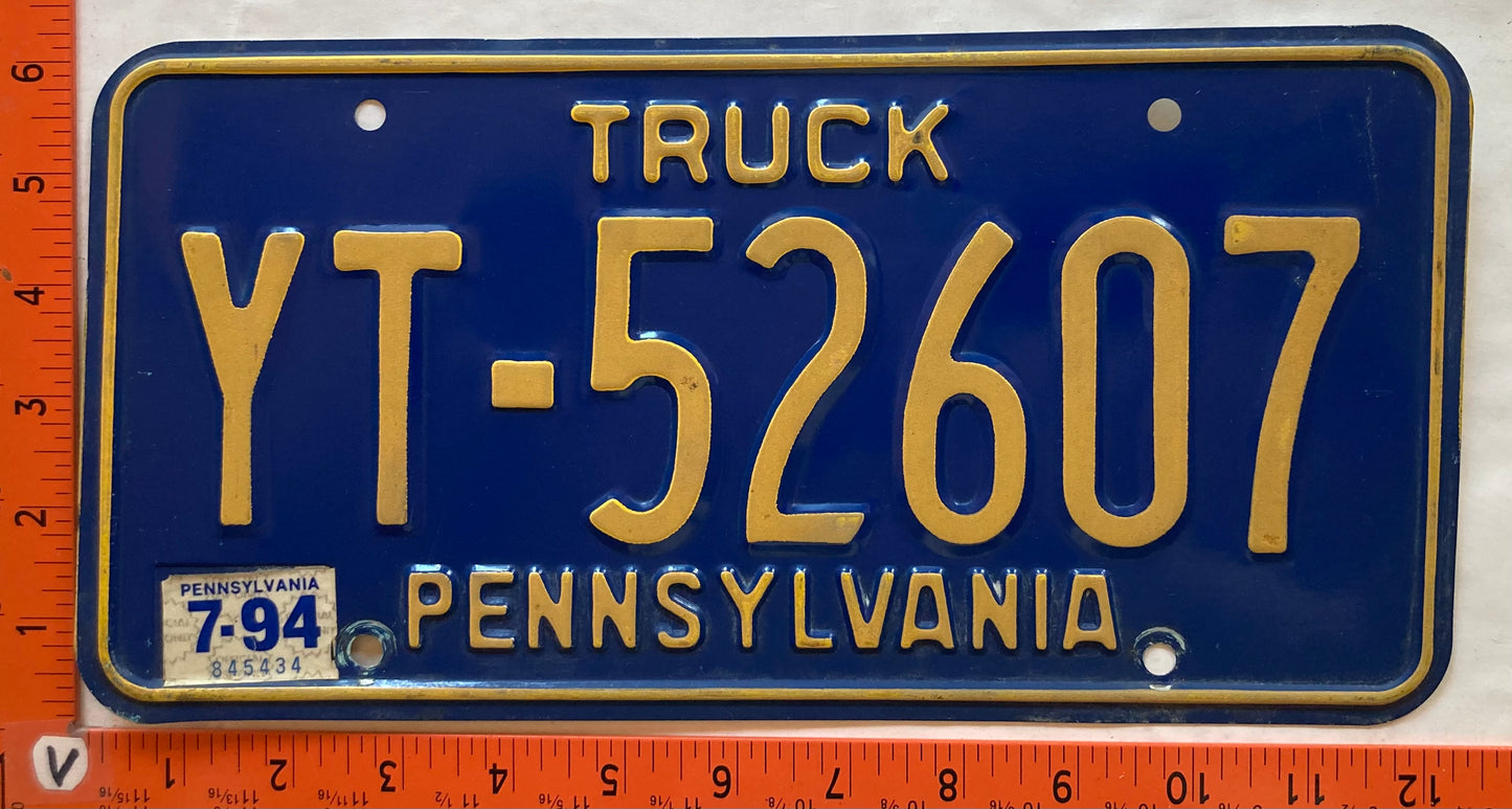 1994 Pennsylvania #YT 52607 Truck License Plate