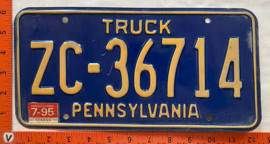 1995 Pennsylvania #ZC 36714 Truck License Plate